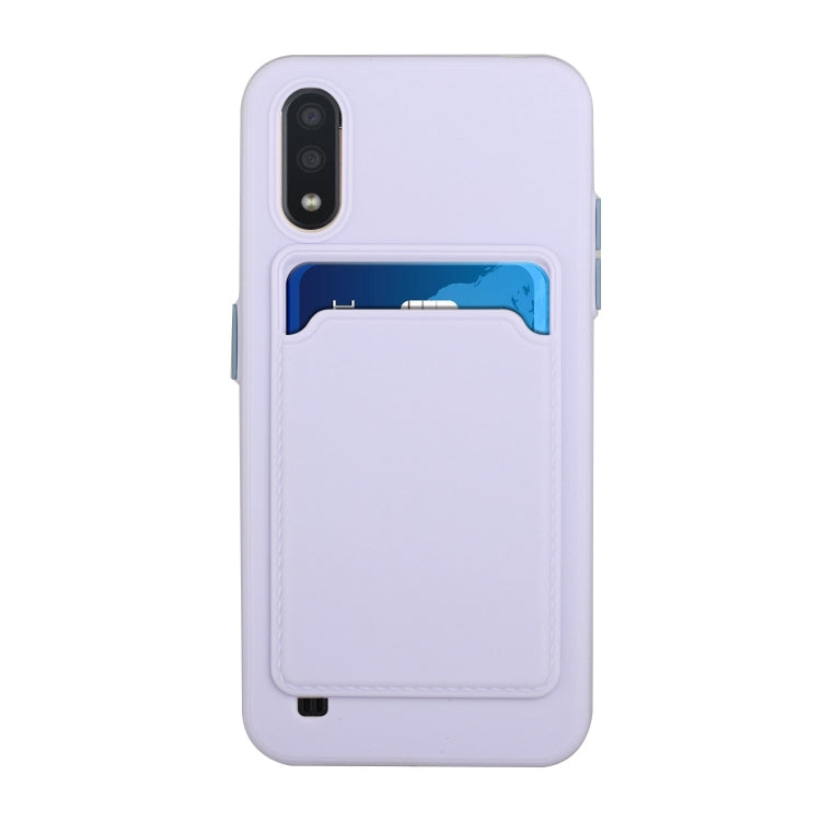 For Samsung Galaxy A01 Card Slot Design Shockproof TPU Protective Case(Purple) by buy2fix