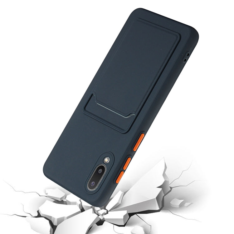 For Samsung Galaxy A02 Card Slot Design Shockproof TPU Protective Case(Dark Blue) by buy2fix