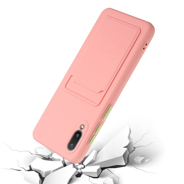 For Samsung Galaxy A02 Card Slot Design Shockproof TPU Protective Case(Pink) by buy2fix