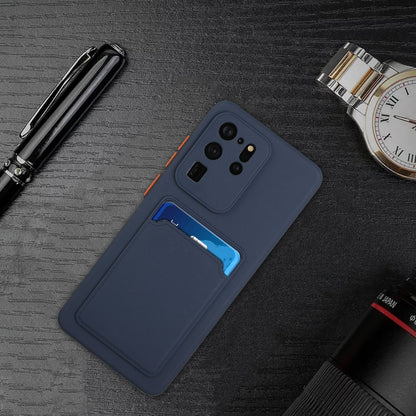 For Samsung Galaxy S20 Ultra Card Slot Design Shockproof TPU Protective Case(Dark Blue) by buy2fix
