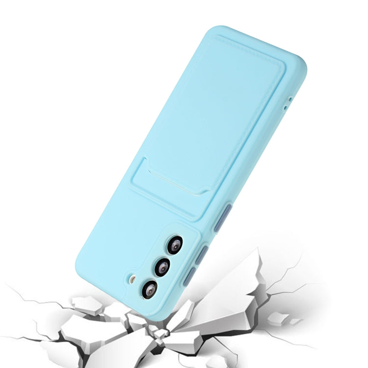 For Samsung Galaxy S21+ 5G Card Slot Design Shockproof TPU Protective Case(Sky Blue) by buy2fix