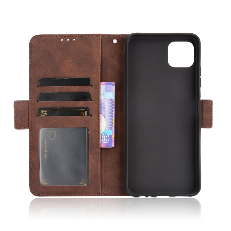 For Samsung Galaxy A22 5G Skin Feel Calf Pattern Horizontal Flip Leather Case with Holder & Card Slots & Photo Frame(Brown) by buy2fix