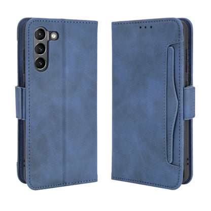 For Samsung Galaxy S21 FE Skin Feel Calf Pattern Horizontal Flip Leather Case with Holder & Card Slots & Photo Frame(Blue) by buy2fix