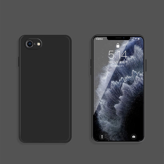 For iPhone SE 2022 / SE 2020 / 8 / 7 Solid Color Imitation Liquid Silicone Straight Edge Dropproof Full Coverage Protective Case(Black) by buy2fix