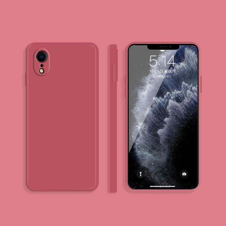 For iPhone XR Solid Color Imitation Liquid Silicone Straight Edge Dropproof Full Coverage Protective Case(Red) by buy2fix