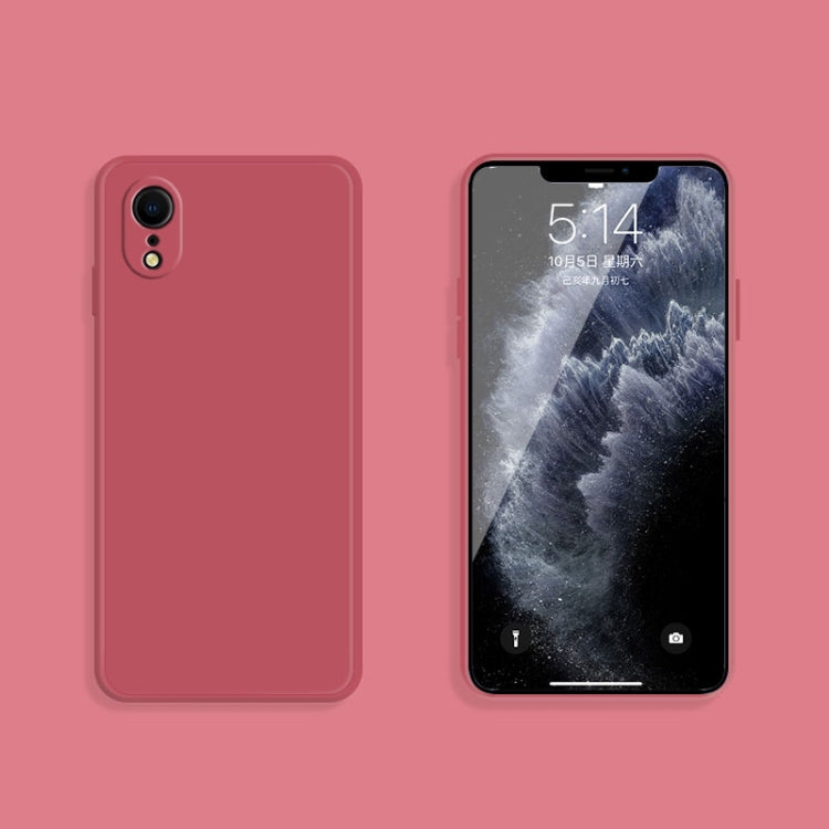 For iPhone XR Solid Color Imitation Liquid Silicone Straight Edge Dropproof Full Coverage Protective Case(Red) by buy2fix