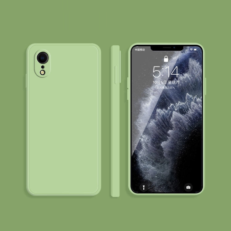 For iPhone XR Solid Color Imitation Liquid Silicone Straight Edge Dropproof Full Coverage Protective Case(Matcha Green) by buy2fix