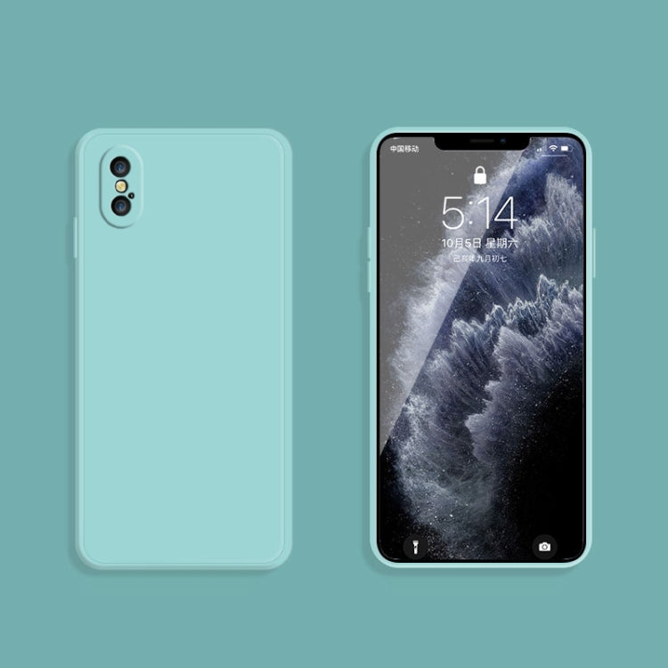 For iPhone XS Max Solid Color Imitation Liquid Silicone Straight Edge Dropproof Full Coverage Protective Case(Sky Blue) by buy2fix