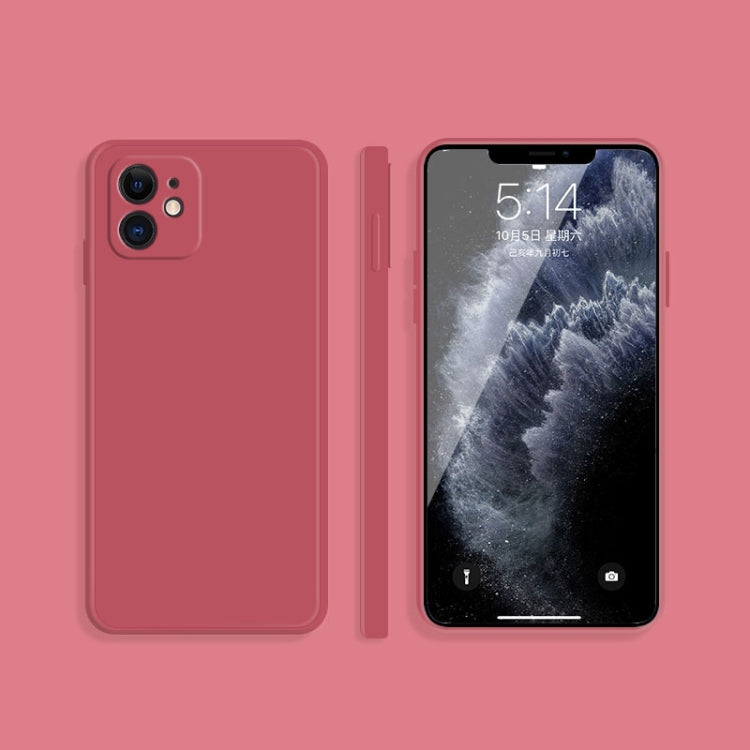 For iPhone 11 Solid Color Imitation Liquid Silicone Straight Edge Dropproof Full Coverage Protective Case (Red) by buy2fix