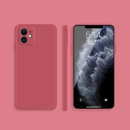 For iPhone 11 Solid Color Imitation Liquid Silicone Straight Edge Dropproof Full Coverage Protective Case (Red) by buy2fix