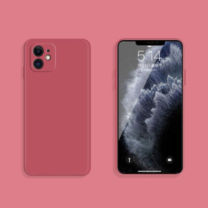 For iPhone 11 Solid Color Imitation Liquid Silicone Straight Edge Dropproof Full Coverage Protective Case (Red) by buy2fix