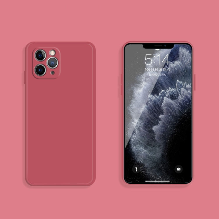 For iPhone 11 Pro Max Solid Color Imitation Liquid Silicone Straight Edge Dropproof Full Coverage Protective Case (Red) by buy2fix