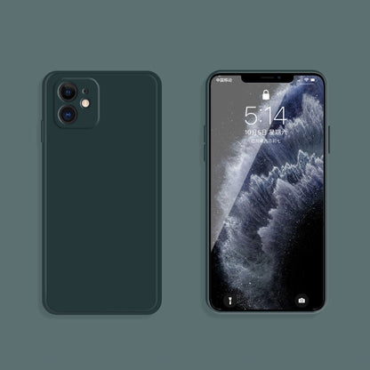 For iPhone 12 mini Solid Color Imitation Liquid Silicone Straight Edge Dropproof Full Coverage Protective Case (Dark Green) by buy2fix