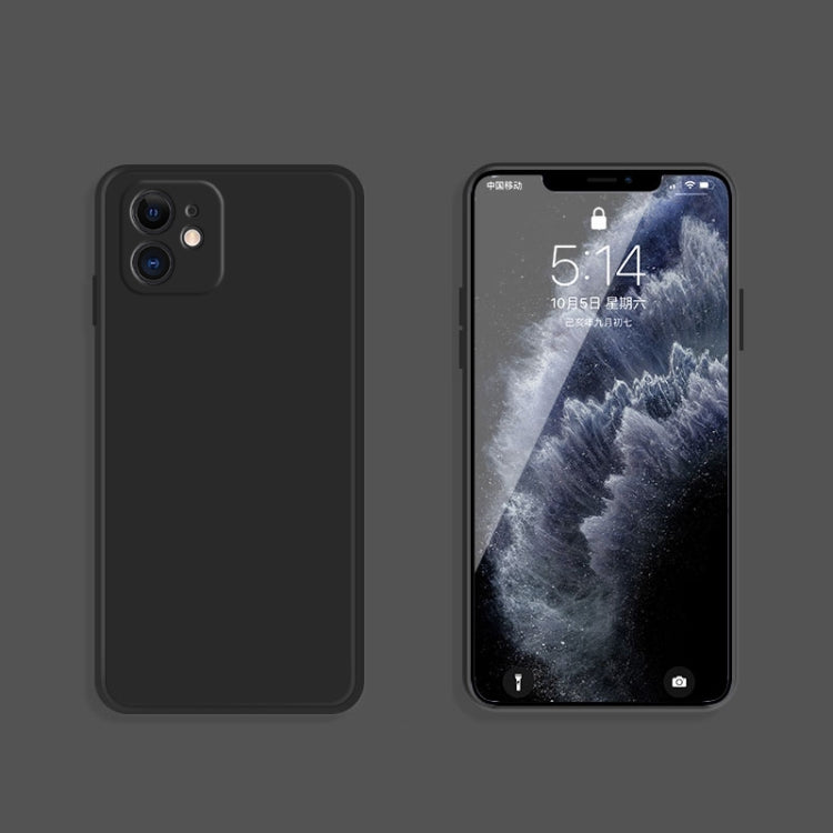 For iPhone 12 Solid Color Imitation Liquid Silicone Straight Edge Dropproof Full Coverage Protective Case(Black) by buy2fix
