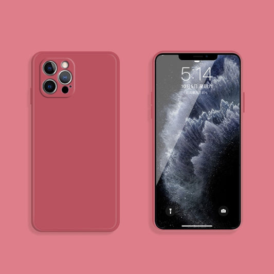 For iPhone 12 Pro Solid Color Imitation Liquid Silicone Straight Edge Dropproof Full Coverage Protective Case(Red) by buy2fix