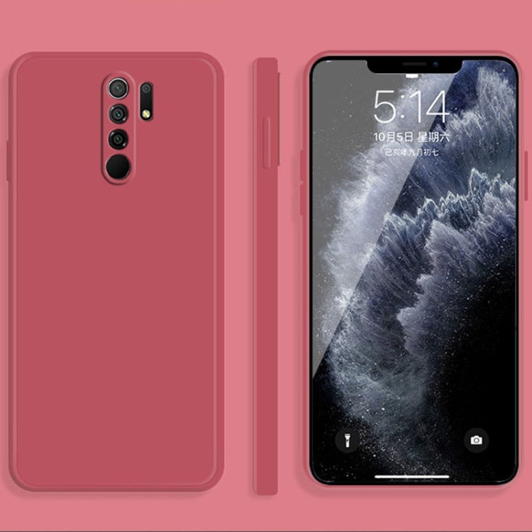 For Xiaomi Redmi 9 Solid Color Imitation Liquid Silicone Straight Edge Dropproof Full Coverage Protective Case(Red) by buy2fix
