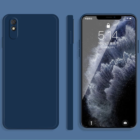 For Xiaomi Redmi 9A Solid Color Imitation Liquid Silicone Straight Edge Dropproof Full Coverage Protective Case(Blue)