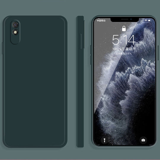 For Xiaomi Redmi 9A Solid Color Imitation Liquid Silicone Straight Edge Dropproof Full Coverage Protective Case(Dark Green)