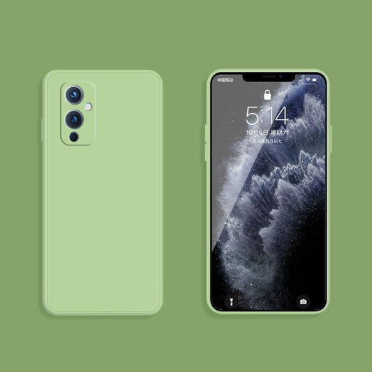 For OnePlus 9 Solid Color Imitation Liquid Silicone Straight Edge Dropproof Full Coverage Protective Case(Matcha Green) by buy2fix