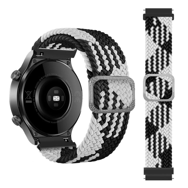 For Samsung Galaxy Watch 46mm Adjustable Nylon Braided Elasticity Watch Band(Black White) by buy2fix