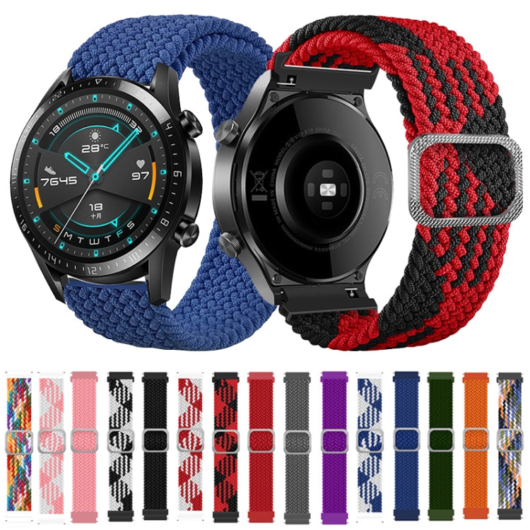 For Samsung Galaxy Watch 3 41mm Adjustable Nylon Braided Elasticity Watch Band(Black White) by buy2fix