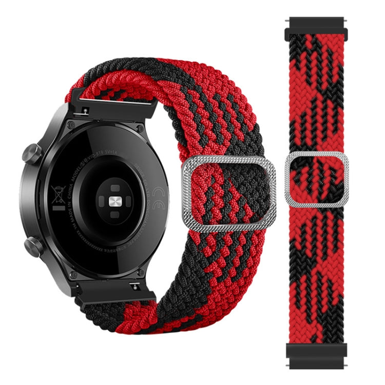 For Samsung Galaxy Watch 3 45mm Adjustable Nylon Braided Elasticity Watch Band(Red Black) by buy2fix