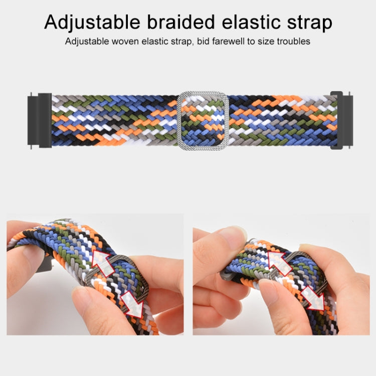 For Samsung Galaxy Watch 3 45mm Adjustable Nylon Braided Elasticity Watch Band(Colorful Denim) by buy2fix
