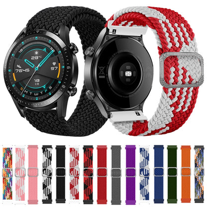 For Samsung Galaxy Watch 3 45mm Adjustable Nylon Braided Elasticity Watch Band(Colorful Denim) by buy2fix