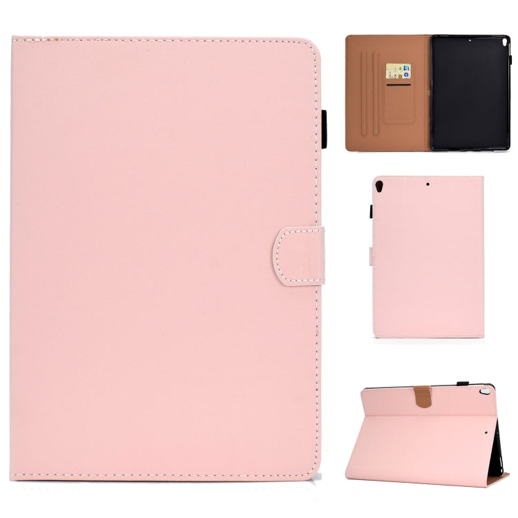 For iPad 10.2 2021 / 2020 / 2019 Solid Color Horizontal Flip Leather Case with Holder & Card Slots & Pen Slot & Sleep / Wake-up Function(Pink) by buy2fix