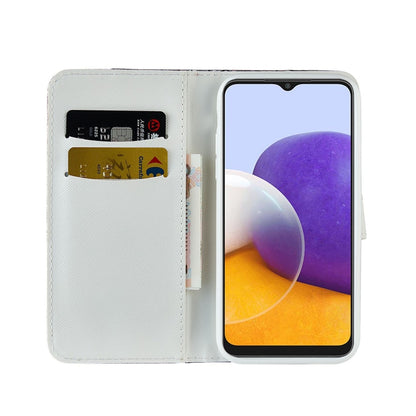 For Samsung Galaxy A22 5G Laser Glitter Powder Matching Crocodile Texture Horizontal Flip Leather Case with Card Slots & Holder & Wallet(Blue) by buy2fix