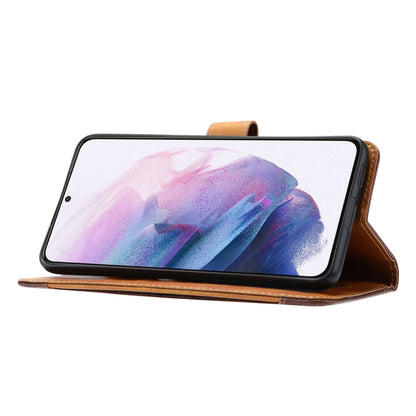 For Samsung Galaxy S21 FE Calf Texture Double Fold Clasp Horizontal Flip Leather Case with Photo Frame & Holder & Card Slots & Wallet(Brown) by buy2fix