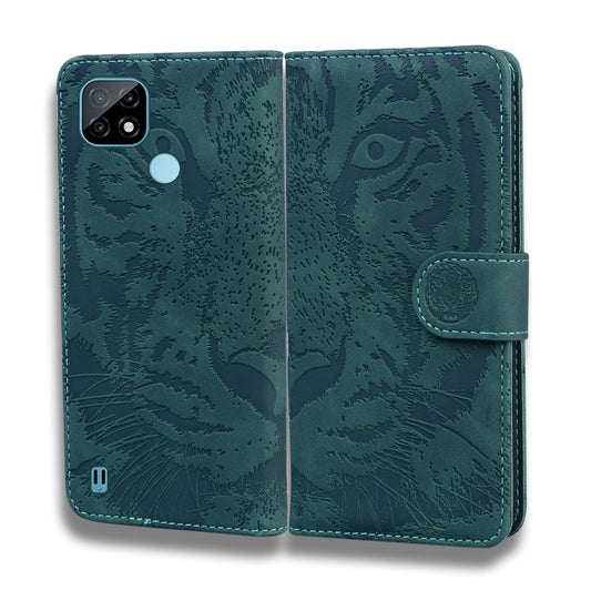 For OPPO Realme C21 Tiger Embossing Pattern Horizontal Flip Leather Case with Holder & Card Slots & Wallet(Green) by buy2fix