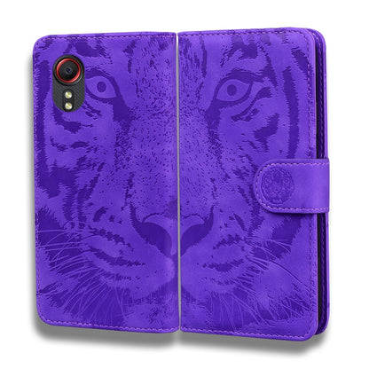 For Samsung Galaxy Xcover 5 Tiger Embossing Pattern Horizontal Flip Leather Case with Holder & Card Slots & Wallet(Purple) by buy2fix