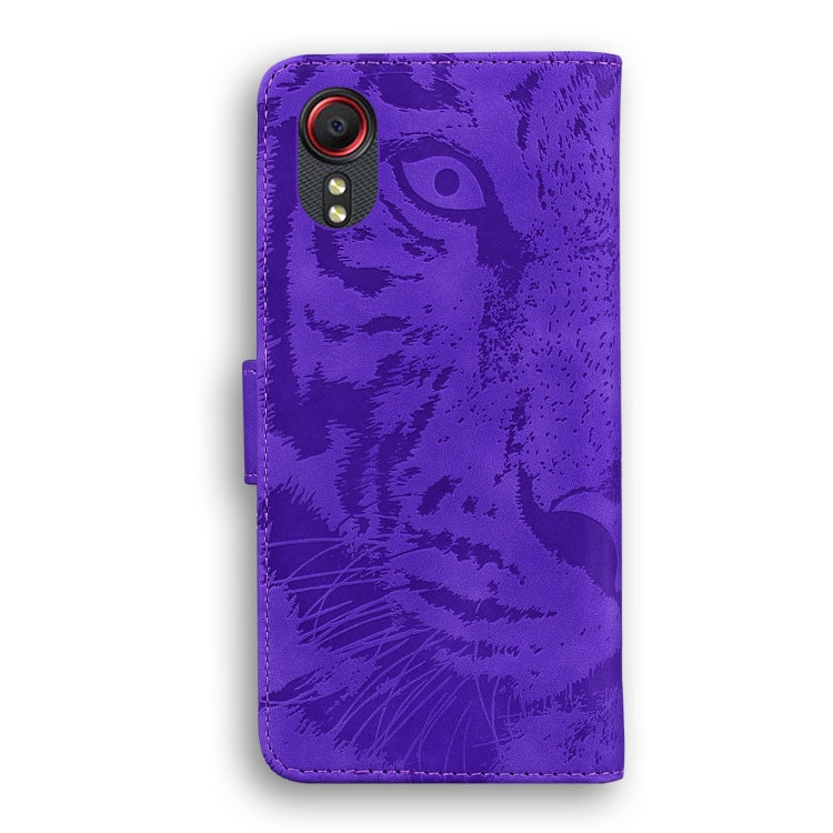 For Samsung Galaxy Xcover 5 Tiger Embossing Pattern Horizontal Flip Leather Case with Holder & Card Slots & Wallet(Purple) by buy2fix