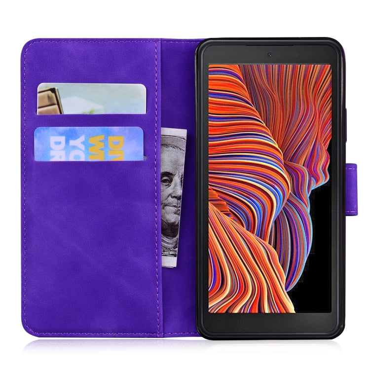 For Samsung Galaxy Xcover 5 Tiger Embossing Pattern Horizontal Flip Leather Case with Holder & Card Slots & Wallet(Purple) by buy2fix