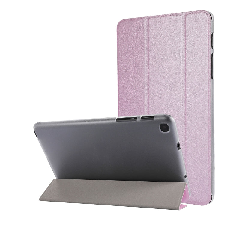 Silk Texture Three-fold Horizontal Flip Leather Case with Holder For Samsung Galaxy Tab A7 Lite 8.7 T220 / T225(Pink) - Samsung Accessories by buy2fix | Online Shopping UK | buy2fix