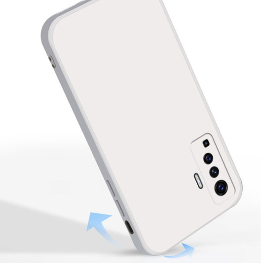For vivo X50 Solid Color Imitation Liquid Silicone Straight Edge Dropproof Full Coverage Protective Case(White) by buy2fix