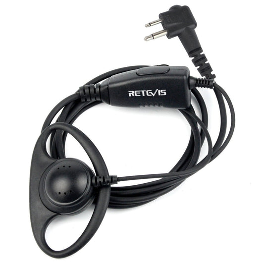 RETEVIS R-122 2 Pin D Shape Soft Ear Hook Earphone Microphone for Motorola GP68/GP88/GP300/2000/CT150/P040 by RETEVIS