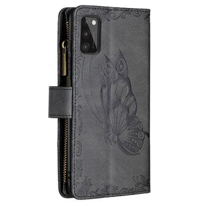 For Samsung Galaxy A41 Flying Butterfly Embossing Pattern Zipper Horizontal Flip Leather Case with Holder & Card Slots & Wallet(Black) by buy2fix