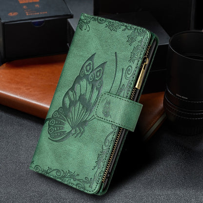 For Samsung Galaxy A51 4G Flying Butterfly Embossing Pattern Zipper Horizontal Flip Leather Case with Holder & Card Slots & Wallet(Green) by buy2fix