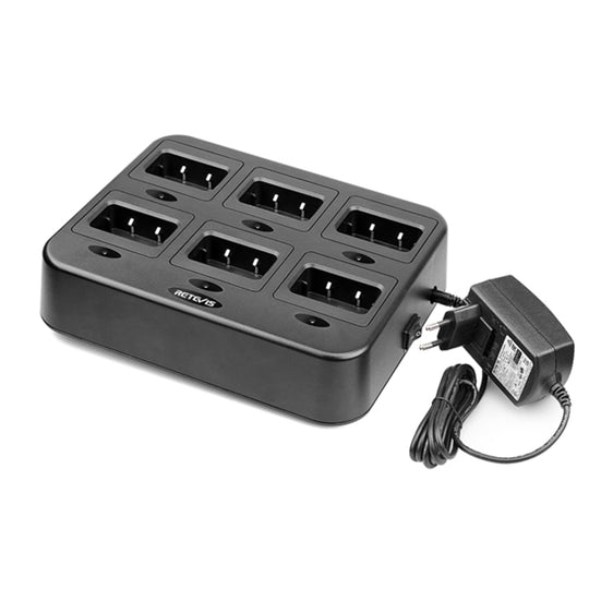 RETEVIS RTC27 Multifunktions-6-Wege-Walkie-Talkie-Ladegerät für Retevis RT27, EU-Stecker