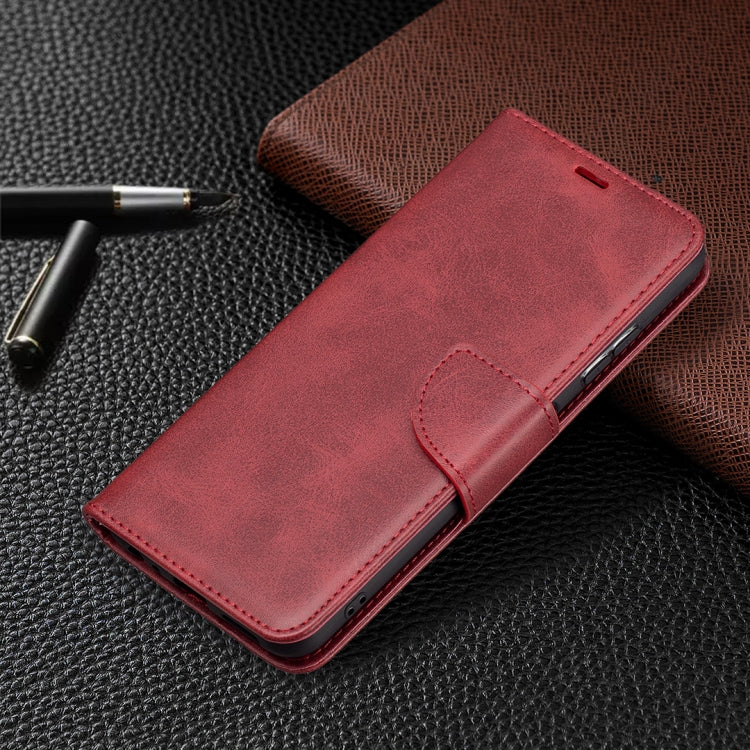 For Samsung Galaxy A22 5G Retro Lambskin Texture Pure Color Horizontal Flip PU Leather Case with Holder & Card Slots & Wallet & Lanyard(Red) by buy2fix