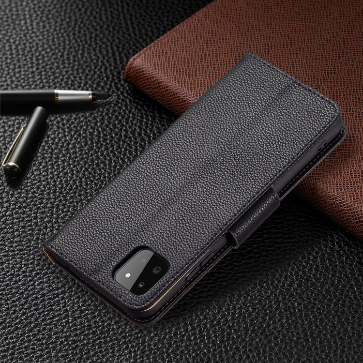 For Samsung Galaxy A22 5G Litchi Texture Pure Color Horizontal Flip Leather Case with Holder & Card Slots & Wallet & Lanyard(Black) by buy2fix