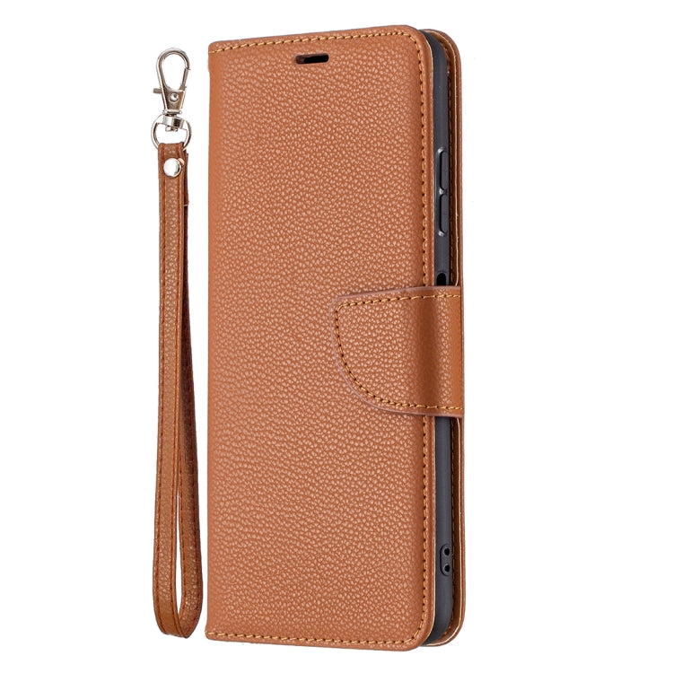 For Samsung Galaxy A22 5G Litchi Texture Pure Color Horizontal Flip Leather Case with Holder & Card Slots & Wallet & Lanyard(Brown) by buy2fix