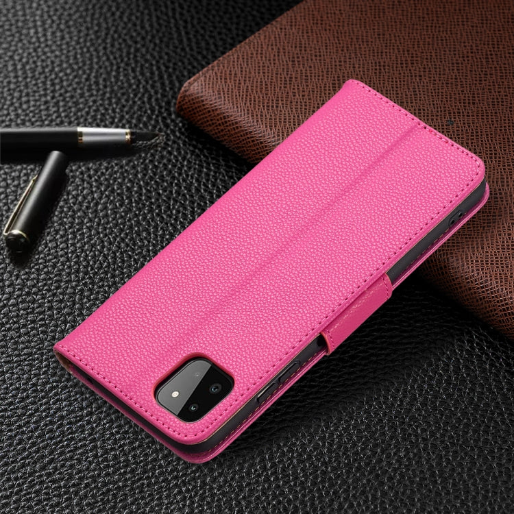For Samsung Galaxy A22 5G Litchi Texture Pure Color Horizontal Flip Leather Case with Holder & Card Slots & Wallet & Lanyard(Rose Red) by buy2fix