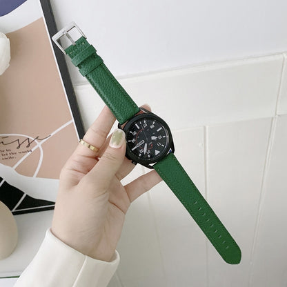 For Samsung Galaxy Watch 3 41mm Sewing Litchi Texture Leather Watch Band(Green) by buy2fix