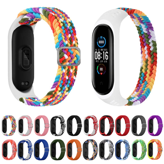 For Xiaomi Mi Band 6 / 5 / 4 / 3 Adjustable Nylon Braided Elasticity Watch Band(Blue White) by buy2fix