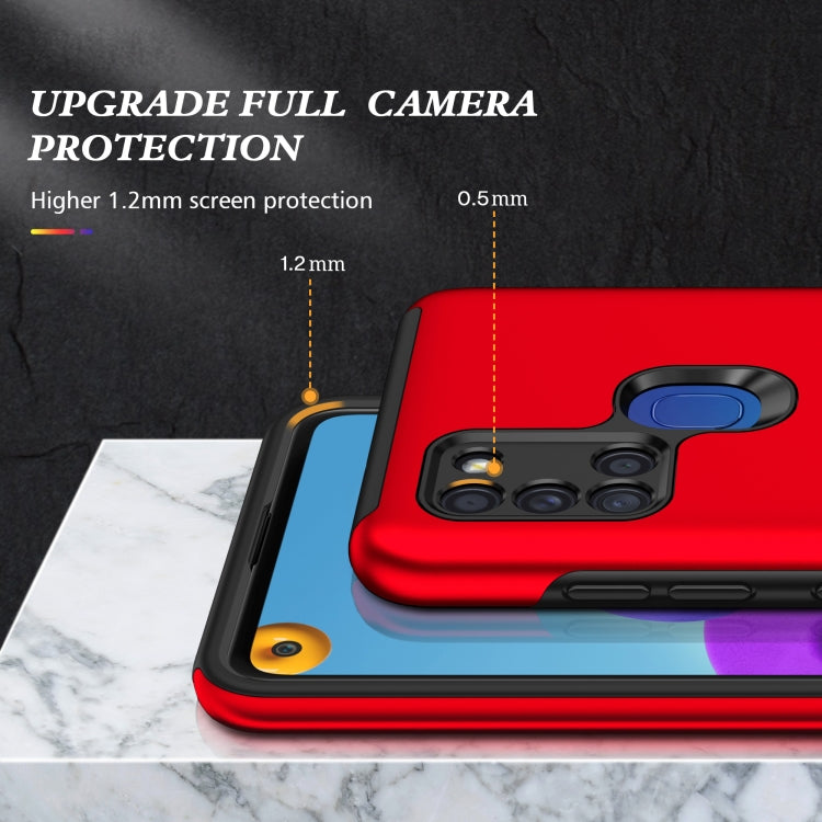 For Samsung Galaxy A21s PC + TPU Shockproof Magnetic Protective Case with Invisible Ring Holder(Red) by buy2fix