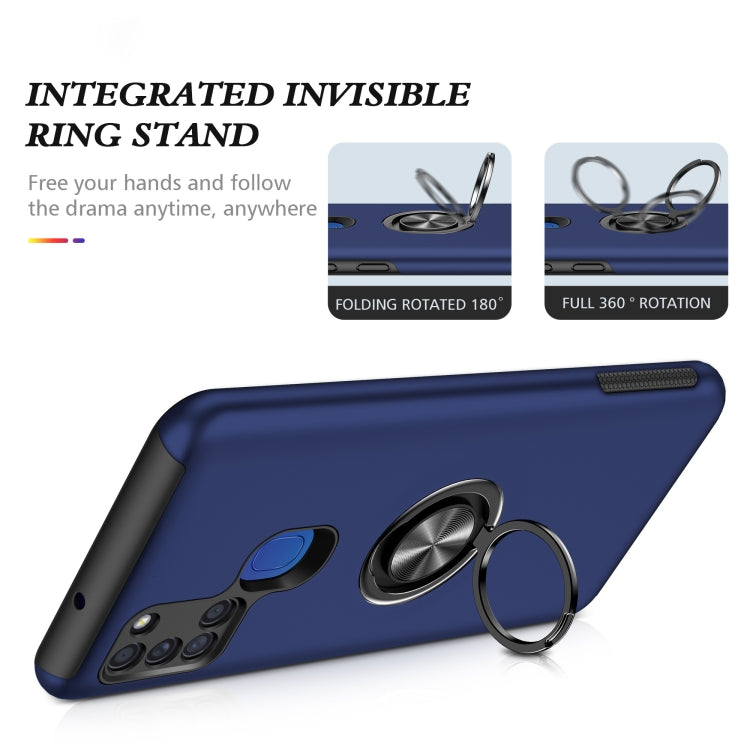For Samsung Galaxy A21s PC + TPU Shockproof Magnetic Protective Case with Invisible Ring Holder(Blue) by buy2fix