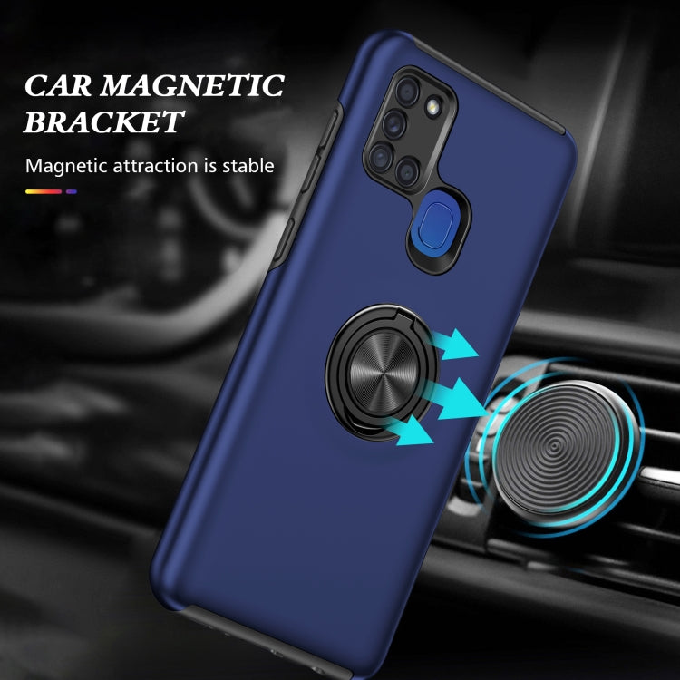 For Samsung Galaxy A21s PC + TPU Shockproof Magnetic Protective Case with Invisible Ring Holder(Blue) by buy2fix